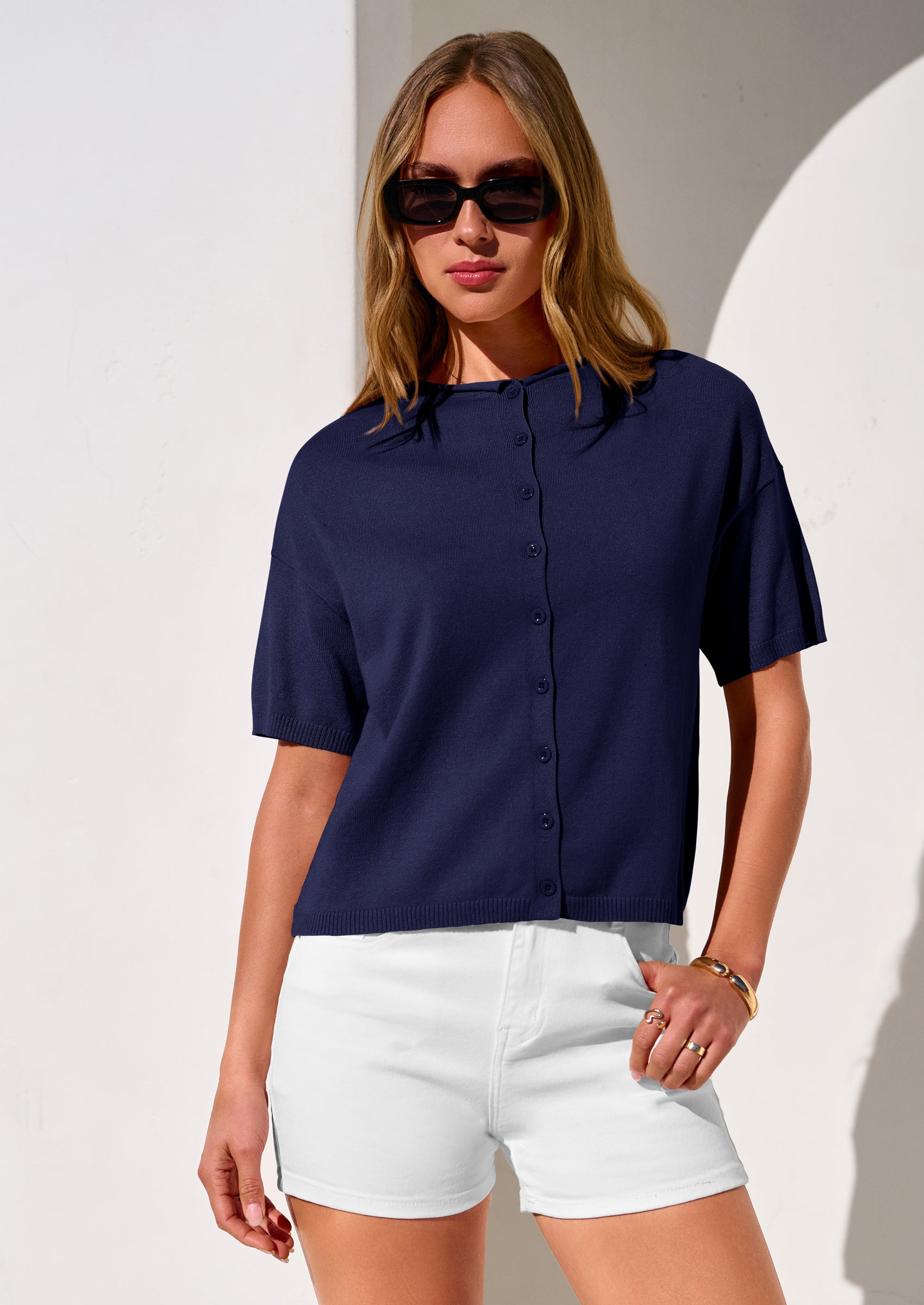 PRETTYGARDEN Women Spring Short Sleeve Cardigan Sweaters Button Down Knit Shirt Blouse Dressy Casual Tops Summer Outfits PRETTYGARDEN