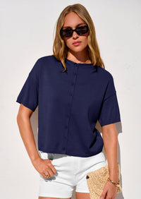 PRETTYGARDEN Women Spring Short Sleeve Cardigan Sweaters Button Down Knit Shirt Blouse Dressy Casual Tops Summer Outfits PRETTYGARDEN