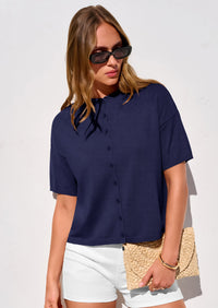 PRETTYGARDEN Women Spring Short Sleeve Cardigan Sweaters Button Down Knit Shirt Blouse Dressy Casual Tops Summer Outfits PRETTYGARDEN