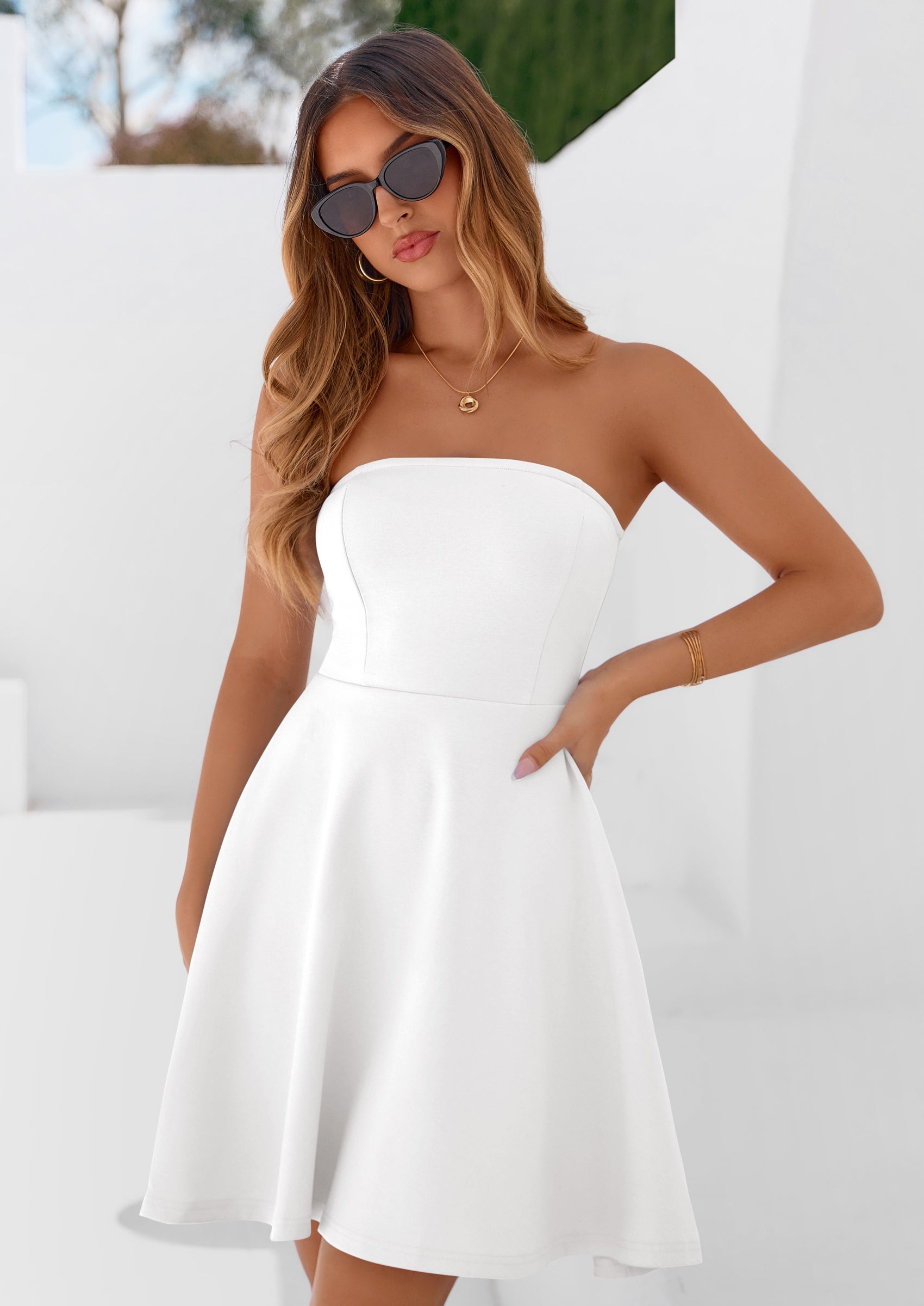 PRETTYGARDEN Women's Strapless Mini Summer Dress Spring A Line Tube Top Sundress Cocktail Party Short Dresses PRETTYGARDEN