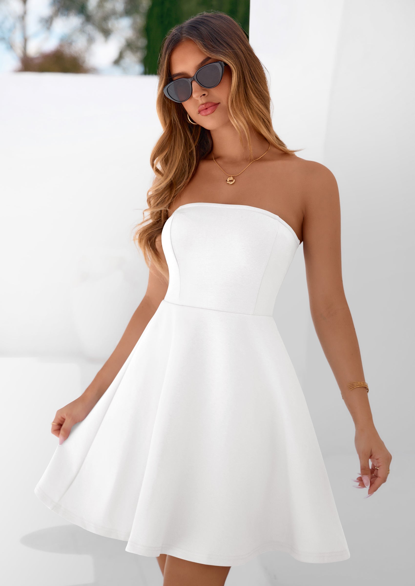 PRETTYGARDEN Women's Strapless Mini Summer Dress Spring A Line Tube To