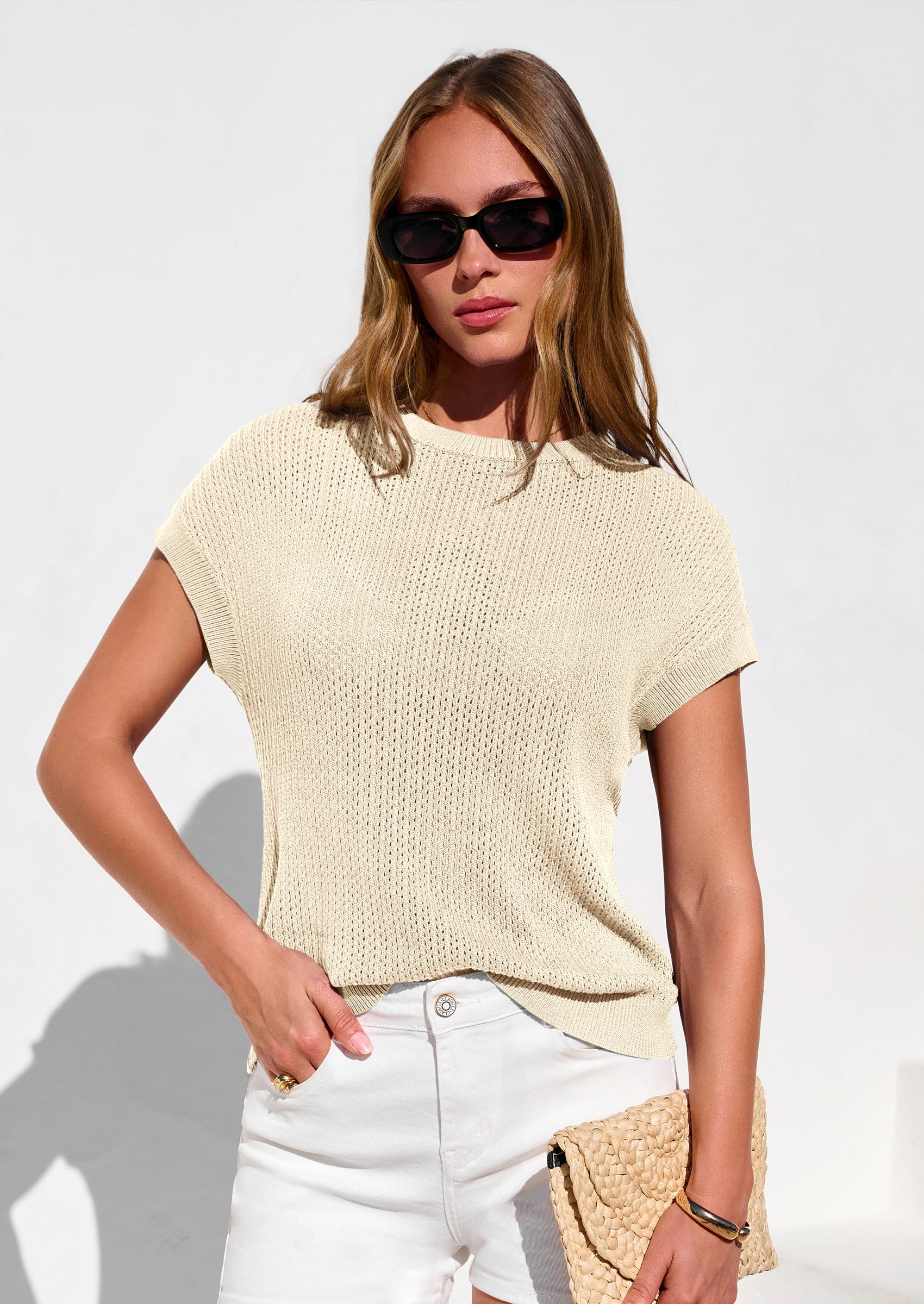 PRETTYGARDEN Women Spring Sweater Vest Business Casual Tank Top Lightweight Cap Sleeve Knit Shirts Trendy Summer Outfits PRETTYGARDEN