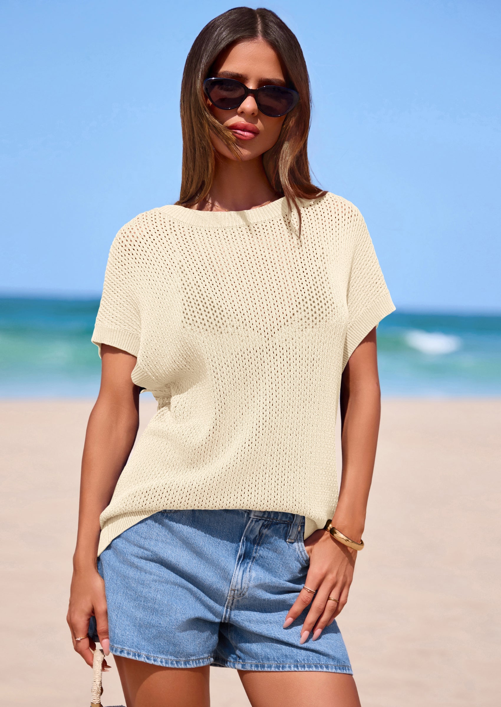 PRETTYGARDEN Women Spring Sweater Vest Business Casual Tank Top Lightweight Cap Sleeve Knit Shirts Trendy Summer Outfits PRETTYGARDEN