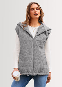 PRETTYGARDEN Women's Fall Spring Vest Casual Sleeveless Hooded Zip Up Jacket Trendy Winter Coat Outerwear PRETTYGARDEN