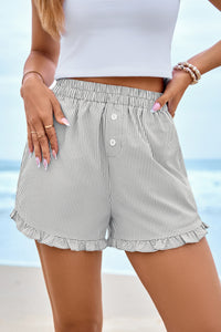 PRETTYGARDEN Womens Boxer Shorts Y2K Ruffle Pajama Summer Spring Lounge Sleep Striped Casual Beach Pj Bottoms Pockets PRETTYGARDEN