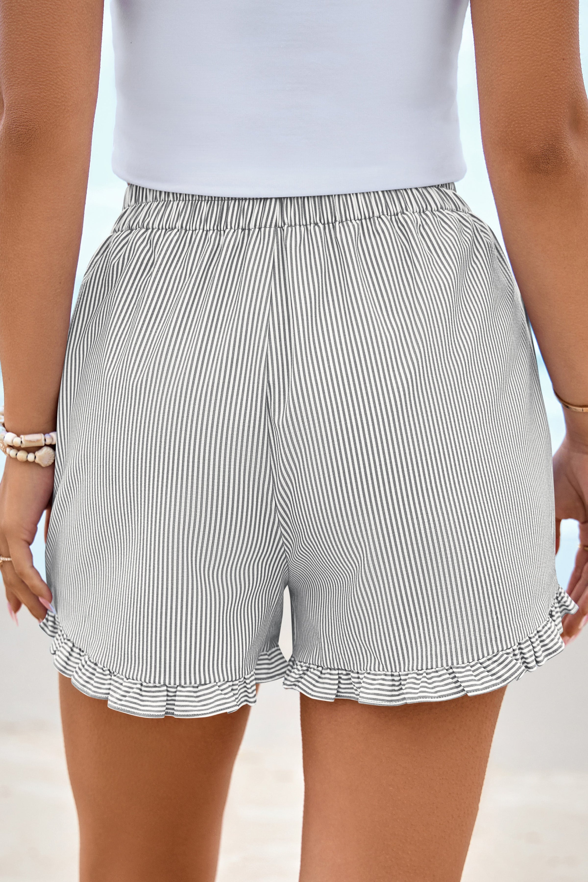 PRETTYGARDEN Womens Boxer Shorts Y2K Ruffle Pajama Summer Spring Lounge Sleep Striped Casual Beach Pj Bottoms Pockets PRETTYGARDEN