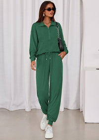 PRETTYGARDEN Women's Fall 2 Piece Lounge Sets Zip Up Sweatshirt Jogger Pants Sweat Track Suits Travel Outfit Winter Clothing