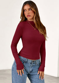 PRETTYGARDEN Women's Turtleneck Long Sleeve Shirts Fall Basic Tees Ribbed Fitted Tops Thermal Layering Knit Top Clothes