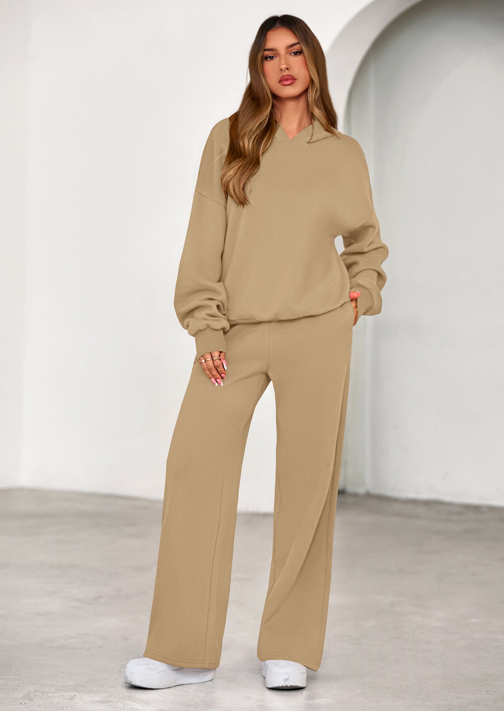 PRETTYGARDEN Womens Sweatsuits 2 Piece Set Casual Winter Long Sleeve Hoodie Loose Wide Leg Sweatpants Fall Tracksuit