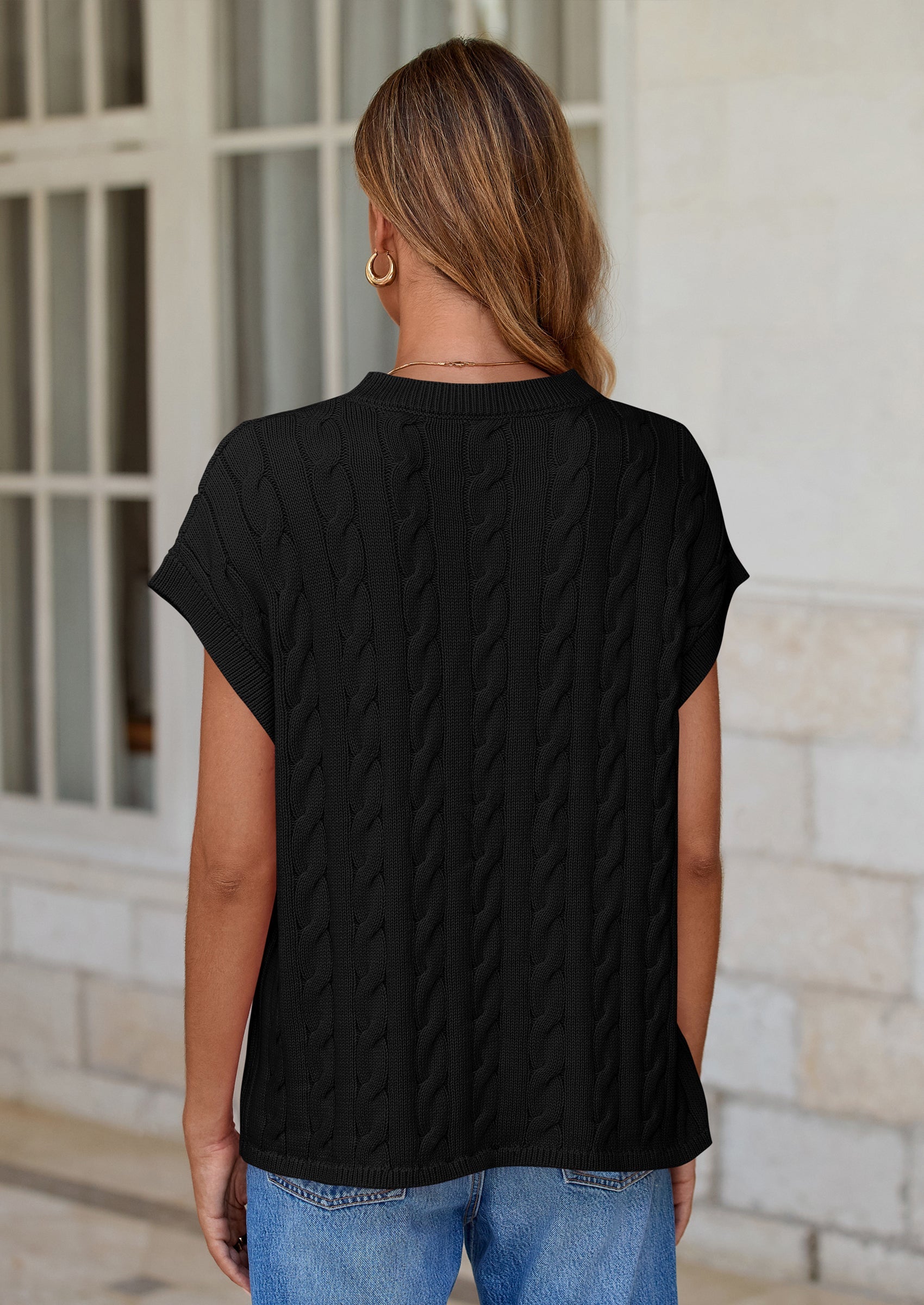 PRETTYGARDEN Women's Sweater Vest Summer Short Sleeve Tops Casual Crewneck Knit Oversized Pullover Trendy Spring Outfits PRETTYGARDEN