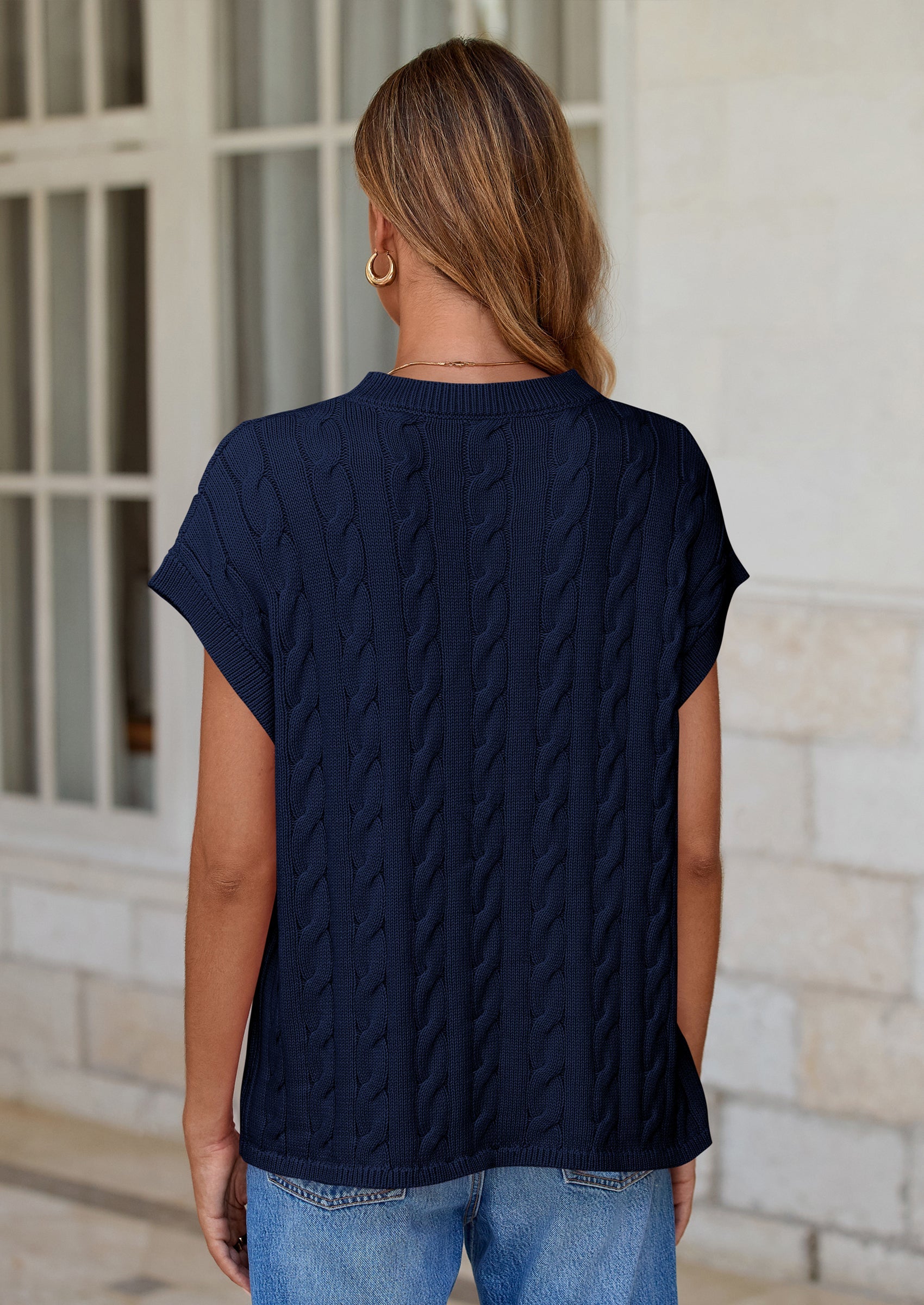 PRETTYGARDEN Women's Sweater Vest Summer Short Sleeve Tops Casual Crewneck Knit Oversized Pullover Trendy Spring Outfits PRETTYGARDEN