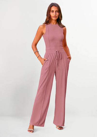 PRETTYGARDEN Women's Summer 2 Piece Loungewear Set Cropped Tank Top Wide Leg Sweatpants Tracksuit Casual Outfits