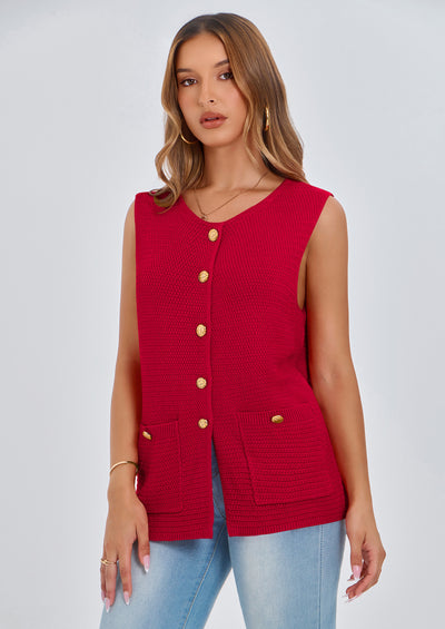 PRETTYGARDEN Women's Knit Sweater Vest Summer Sleeveless Button Down Tank Tops Trendy Business Casual Outfits