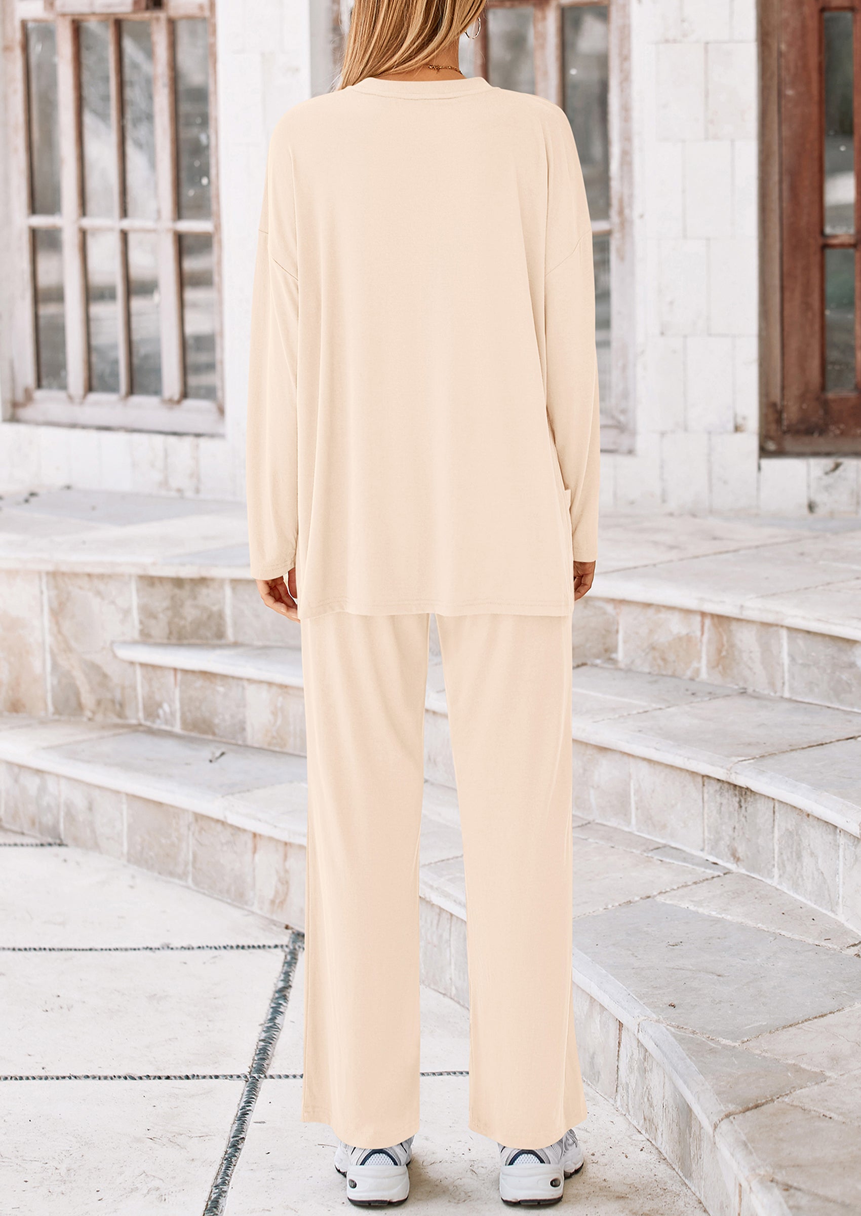 PRETTYGARDEN Women's Two Piece Lounge Sets Matching Long Sleeve Shirts Wide Leg Pants Tracksuits Travel Outfits Fall Clothes