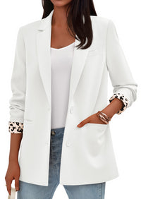 PRETTYGARDEN Blazers for Women Fall Work Office Suit Jackets Dressy Open Front Leopard Blazer Business Casual Outfits