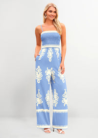 PRETTYGARDEN Boho Jumpsuits Beach Vacation Outfits Spaghetti Strap Wide Leg Pants Rompers