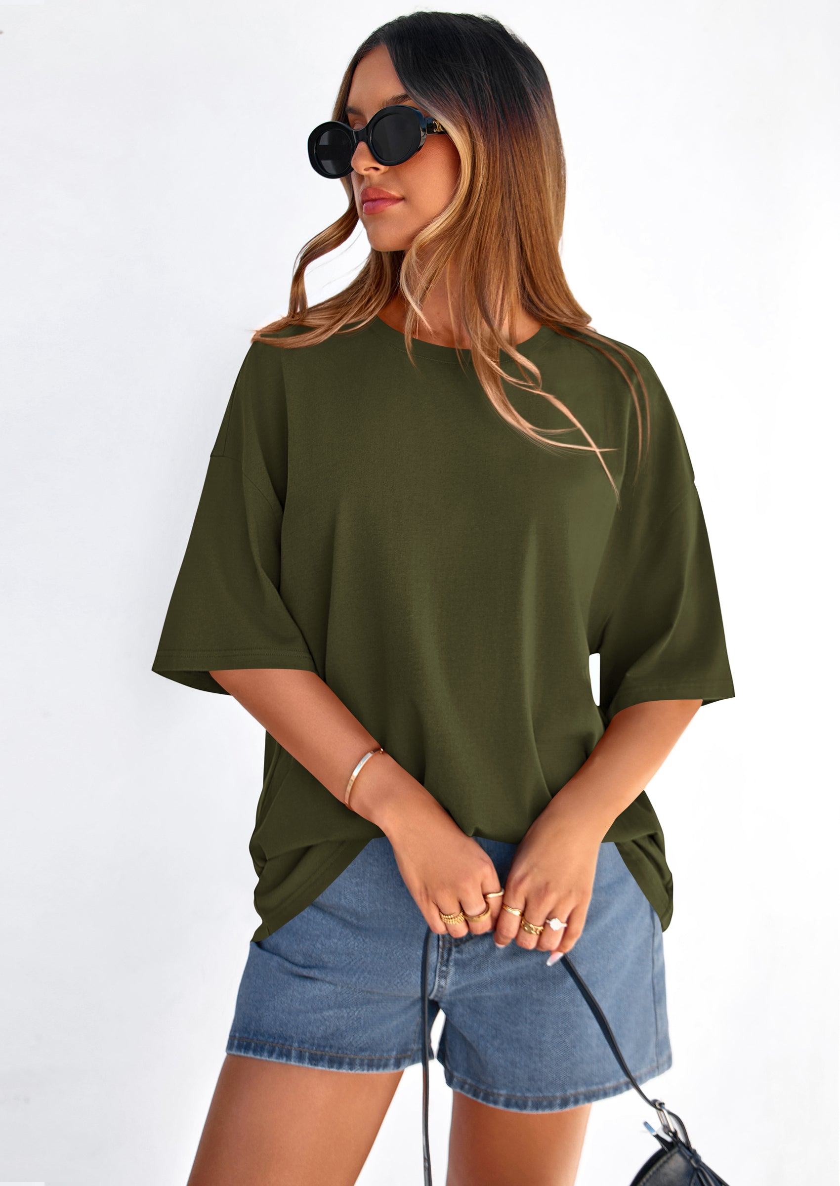 PRETTYGARDEN Women's Spring Going Out Tops Casual Short Sleeve Crewneck Loose Fit Basic Cute Tee Shirts Summer Outfits PRETTYGARDEN