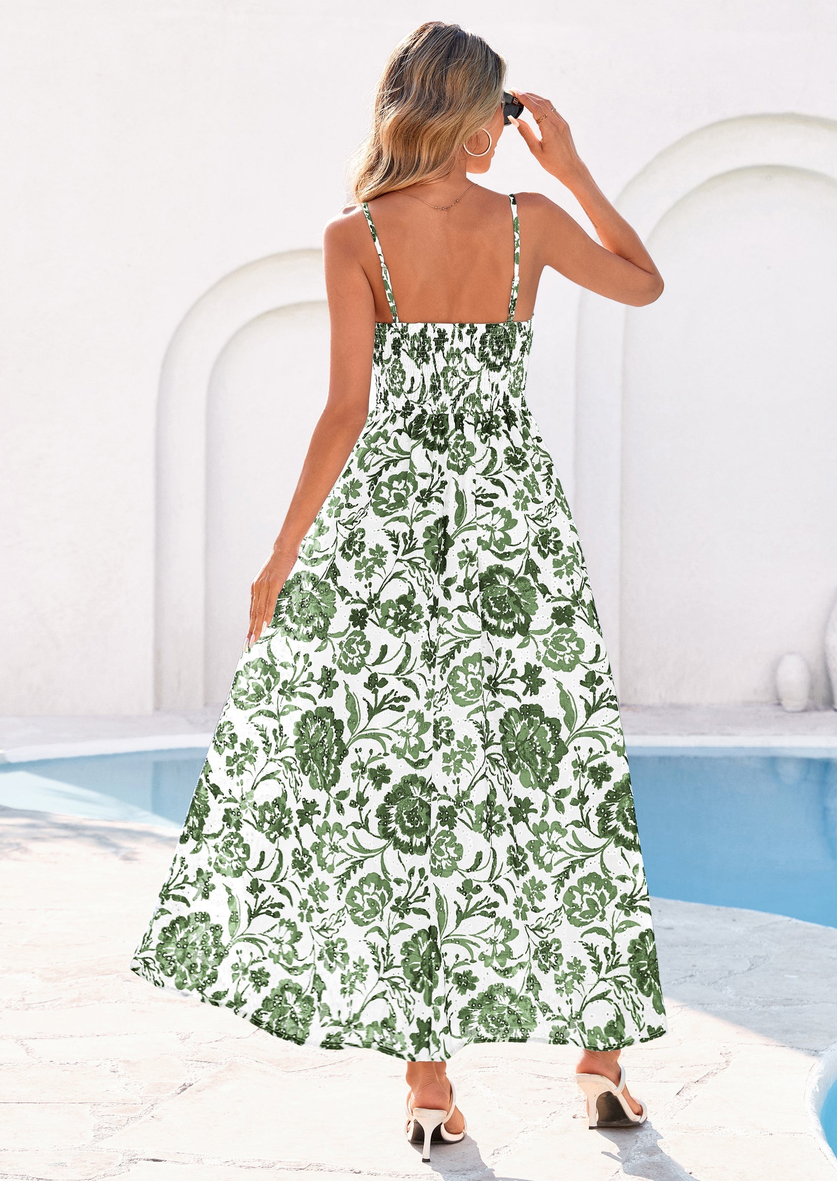 PRETTYGARDEN Womens Spring Boho Maxi Dress Eyelet Floral Long Flowy Sundresses Summer Beach Vacation Clothes PRETTYGARDEN