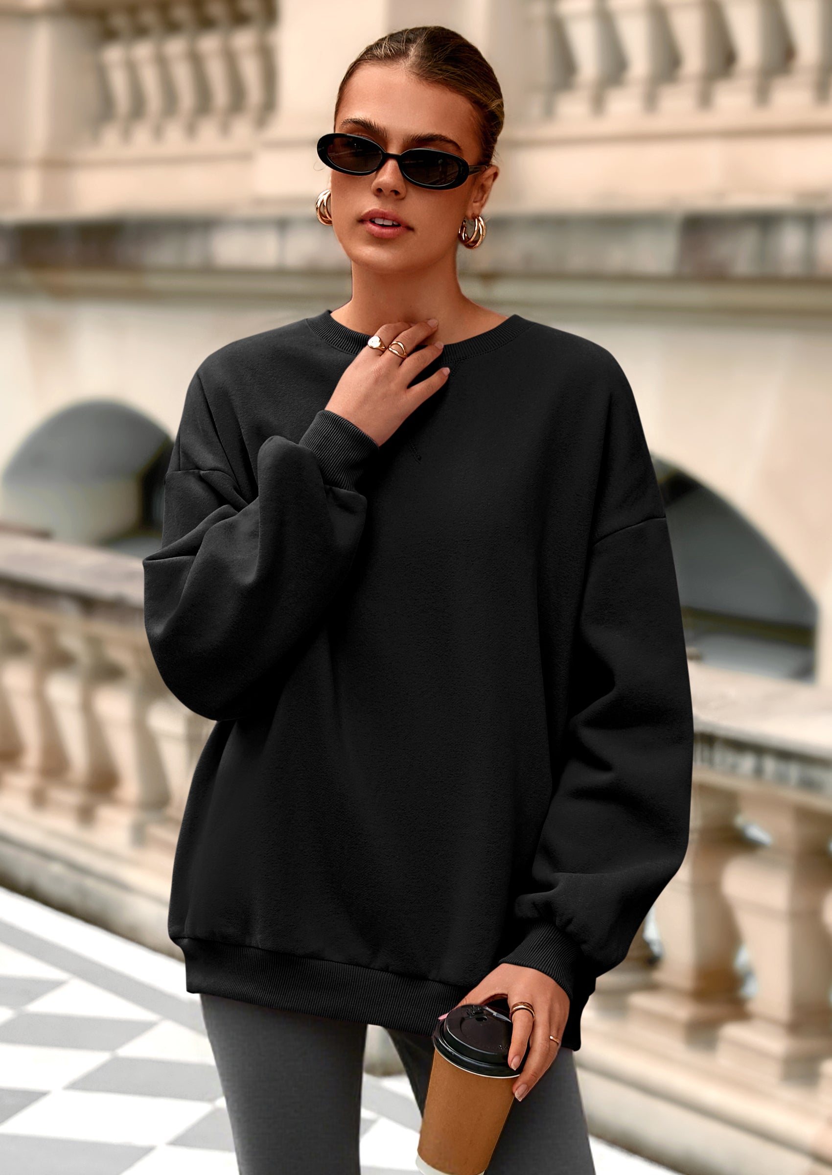 PRETTYGARDEN Oversized Sweatshirt for Women Fall Outfits Crewneck Long Sleeve Tops Fleece Pullover Winter Clothing