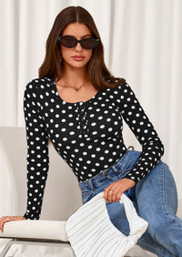 PRETTYGARDEN Women's Fall Long Sleeve Henley T Shirts Button Ribbed Knit Slim Fit Basic Tops Blouse Casual Outfits