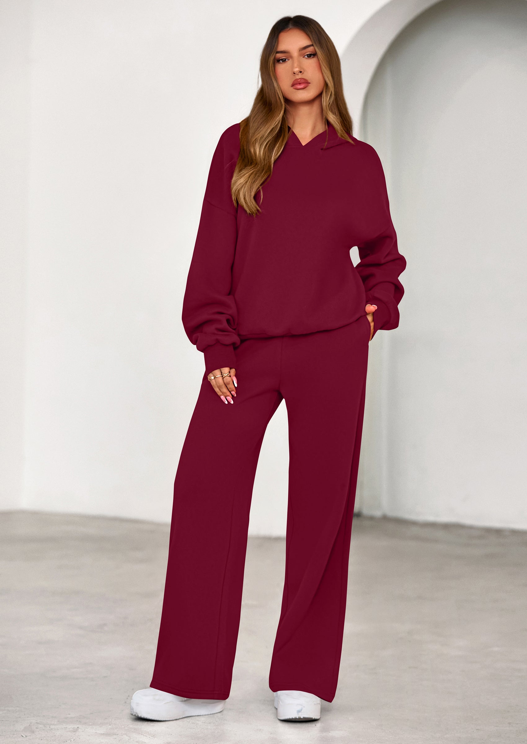 PRETTYGARDEN Womens Sweatsuits 2 Piece Set Casual Winter Long Sleeve Hoodie Loose Wide Leg Sweatpants Fall Tracksuit