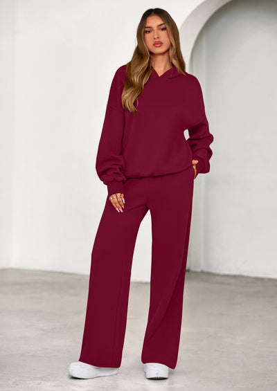 PRETTYGARDEN Womens Sweatsuits 2 Piece Set Casual Winter Long Sleeve Hoodie Loose Wide Leg Sweatpants Fall Tracksuit