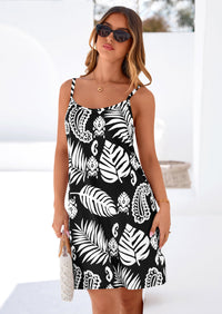 PRETTYGARDEN Women's Summer Dresses Casual Print Spaghetti Strap Sleeveless Sundress Beach Vacation Cover Ups PRETTYGARDEN