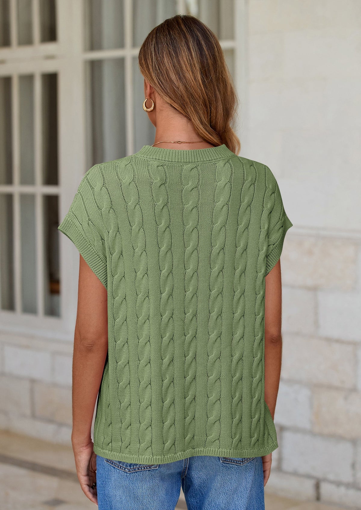 PRETTYGARDEN Women's Sweater Vest Summer Short Sleeve Tops Casual Crewneck Knit Oversized Pullover Trendy Spring Outfits PRETTYGARDEN