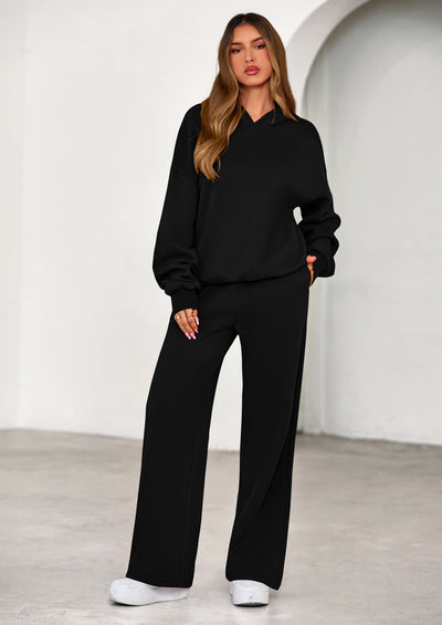 PRETTYGARDEN Womens Sweatsuits 2 Piece Set Casual Winter Long Sleeve Hoodie Loose Wide Leg Sweatpants Fall Tracksuit