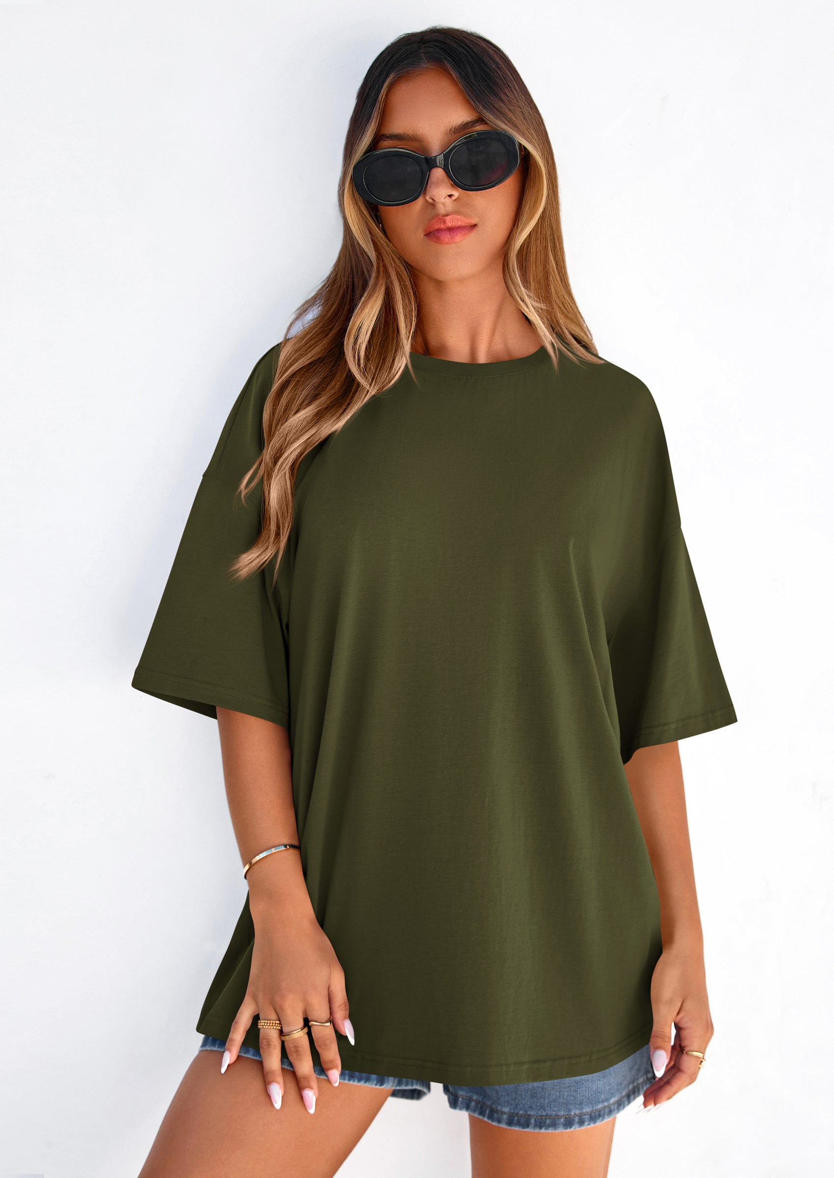 PRETTYGARDEN Women's Spring Going Out Tops Casual Short Sleeve Crewneck Loose Fit Basic Cute Tee Shirts Summer Outfits PRETTYGARDEN