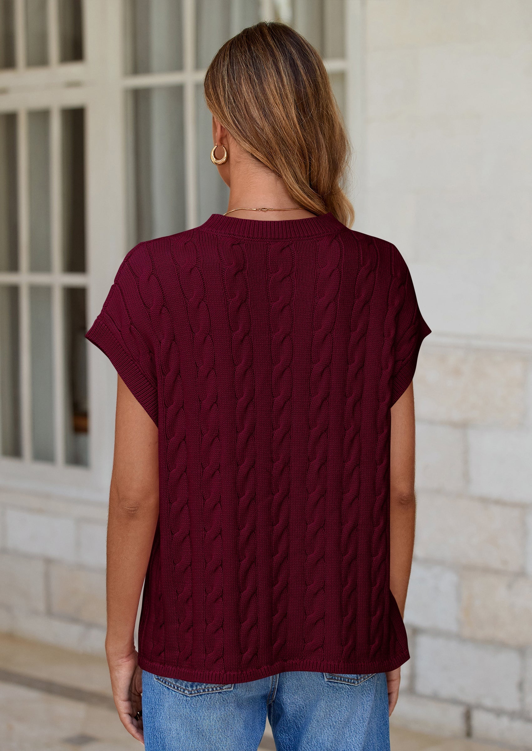 PRETTYGARDEN Women's Sweater Vest Summer Short Sleeve Tops Casual Crewneck Knit Oversized Pullover Trendy Spring Outfits PRETTYGARDEN