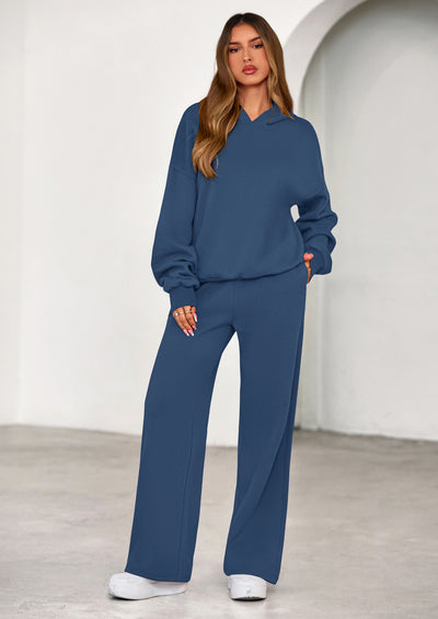 PRETTYGARDEN Womens Sweatsuits 2 Piece Set Casual Winter Long Sleeve Hoodie Loose Wide Leg Sweatpants Fall Tracksuit