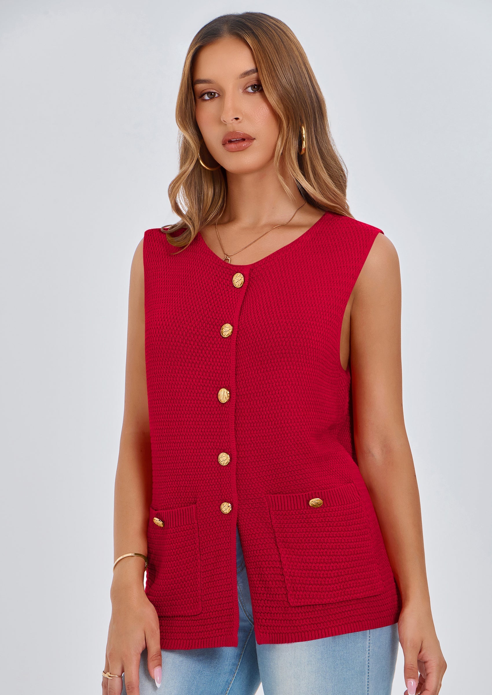 PRETTYGARDEN Women's Knit Sweater Vest Summer Sleeveless Button Down Tank Tops Trendy Business Casual Outfits PRETTYGARDEN