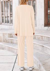 PRETTYGARDEN Women's 2 Piece Outfits Casual Short Sleeve Pullover Tops and Wide Leg Pants Lounge Sets Tracksuits