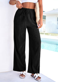 PRETTYGARDEN Womens Palazzo Pants Summer Fashion High Waisted Wide Leg Drawstring Flowy Beach Trousers with Pockets PRETTYGARDEN