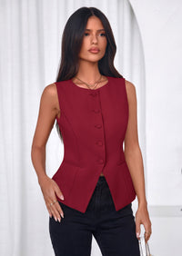 PRETTYGARDEN Womens Vests Top Trendy 2026 Spring Sleeveless Blazer Suit Summer Business Casual Work Button Down Waistcoat PRETTYGARDEN