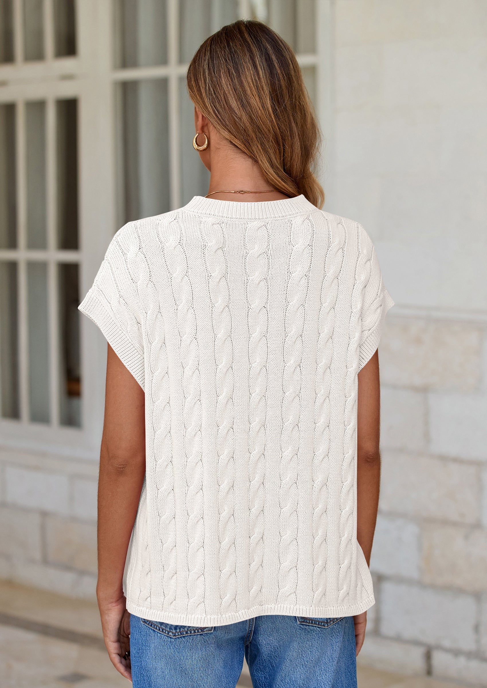 PRETTYGARDEN Women's Sweater Vest Summer Short Sleeve Tops Casual Crewneck Knit Oversized Pullover Trendy Spring Outfits PRETTYGARDEN