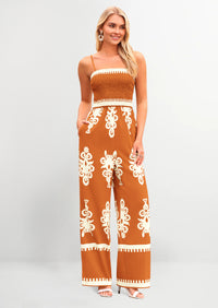 PRETTYGARDEN Boho Jumpsuits Beach Vacation Outfits Spaghetti Strap Wide Leg Pants Rompers