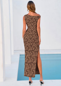 PRETTYGARDEN Womens Floral One Shoulder Maxi Dress Summer Spring Bodycon Ruched Side Slit Elegant Cocktail Party Dresses PRETTYGARDEN