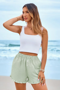 PRETTYGARDEN Womens Boxer Shorts Y2K Ruffle Pajama Summer Spring Lounge Sleep Striped Casual Beach Pj Bottoms Pockets PRETTYGARDEN