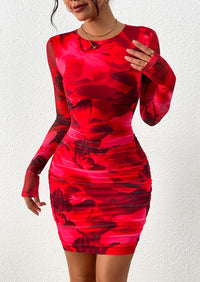 PRETTYGARDEN Women's Mini Dress Fall Trendy Tie Dye Print Long Sleeve Club Party Homecoming Casual Bodycon Dresses