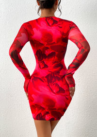 PRETTYGARDEN Women's Mini Dress Fall Trendy Tie Dye Print Long Sleeve Club Party Homecoming Casual Bodycon Dresses