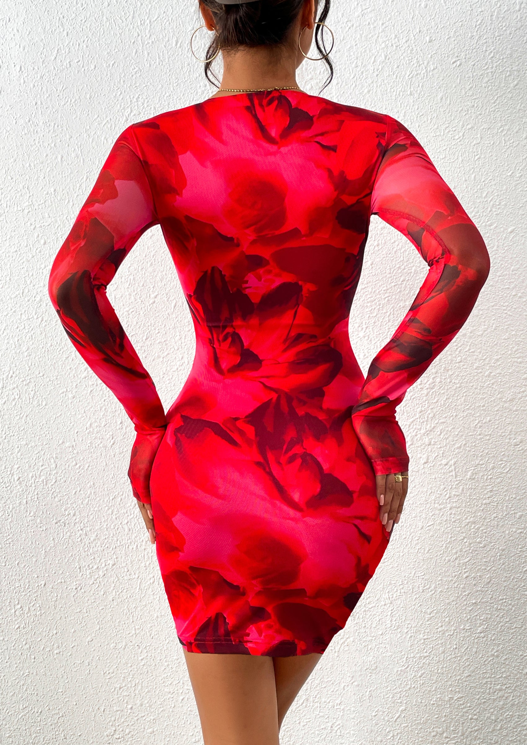 PRETTYGARDEN Women's Mini Dress Fall Trendy Tie Dye Print Long Sleeve Club Party Homecoming Casual Bodycon Dresses