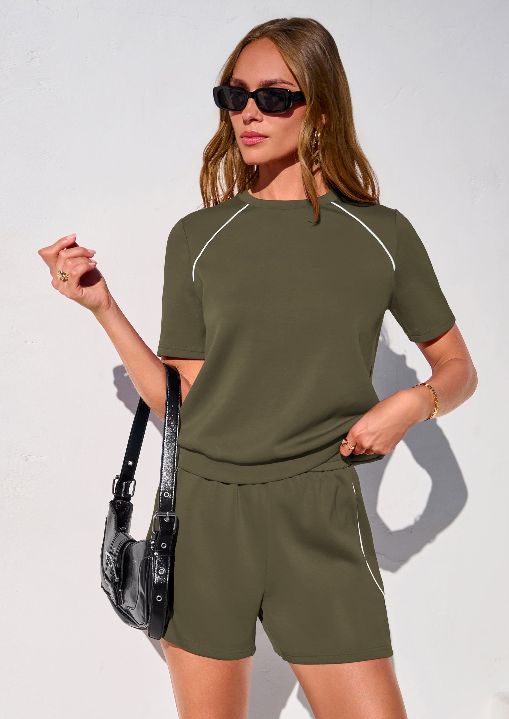 PRETTYGARDEN Sweatsuits Women 2 Piece Outfit Summer Lounge Shorts Sets Matching Spring Travel Beach Vacation Clothes PRETTYGARDEN