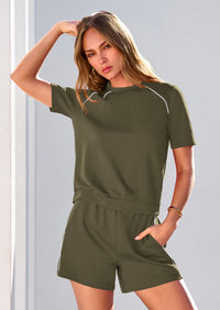 PRETTYGARDEN Sweatsuits Women 2 Piece Outfit Summer Lounge Shorts Sets Matching Spring Travel Beach Vacation Clothes PRETTYGARDEN