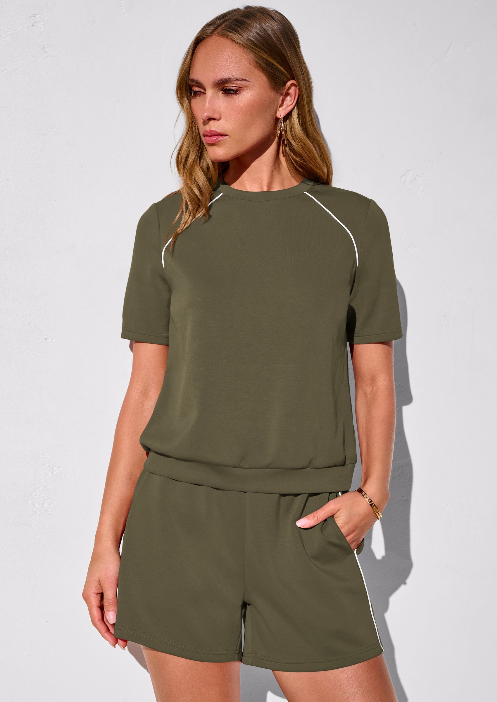 PRETTYGARDEN Sweatsuits Women 2 Piece Outfit Summer Lounge Shorts Sets Matching Spring Travel Beach Vacation Clothes PRETTYGARDEN