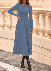 PRETTYGARDEN Women's Fall Long Sleeve Midi Dress Casual Elegant Ruffle Flowy A Line Swing Cocktail Party Dresses