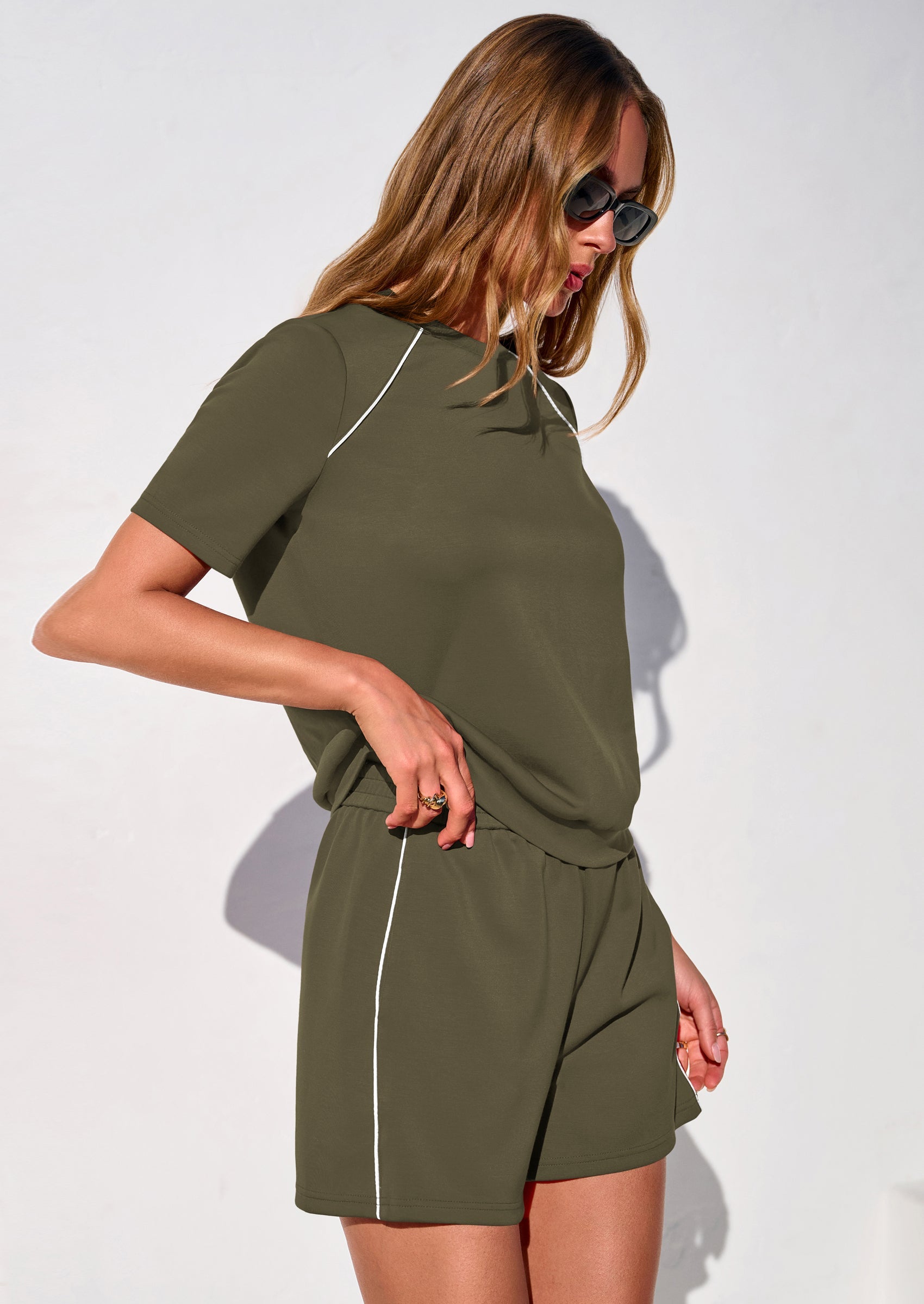 PRETTYGARDEN Sweatsuits Women 2 Piece Outfit Summer Lounge Shorts Sets Matching Spring Travel Beach Vacation Clothes PRETTYGARDEN