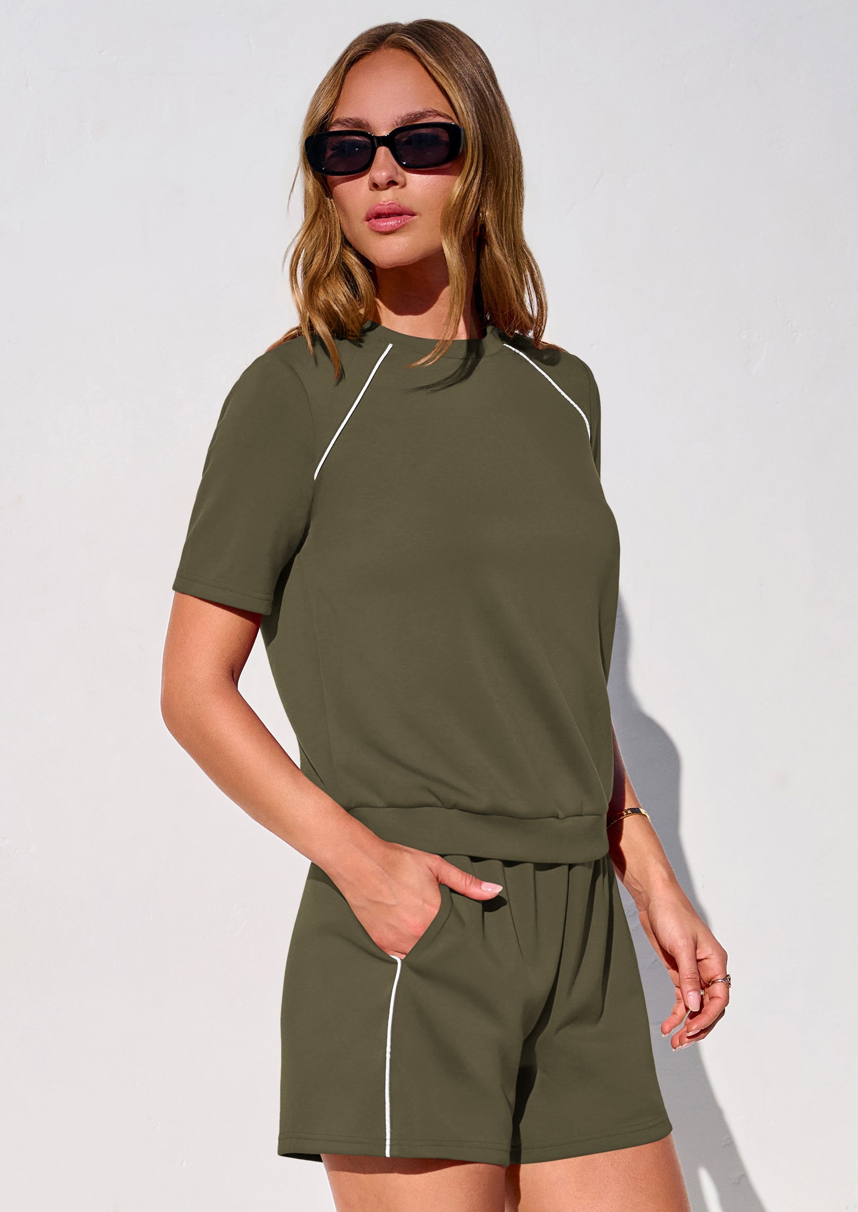 PRETTYGARDEN Sweatsuits Women 2 Piece Outfit Summer Lounge Shorts Sets Matching Spring Travel Beach Vacation Clothes PRETTYGARDEN