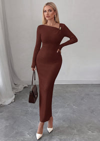 PRETTYGARDEN Womens Fall Long Sleeve Ribbed Sweater Dress | Breathable Knit Fabric, Elegant Bodycon Cut, Fashion Asymmetrical Neck, Night Out Party Dresses, 2026 Trendy Winter Clothes  Price, product page
